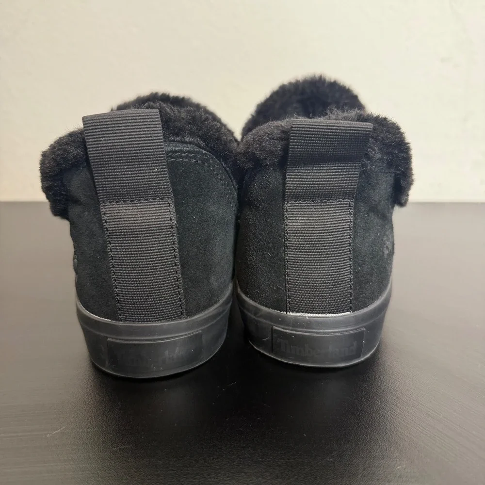 Timberland Womens Faux Fur Lined Suede Leather Sneakers Size 9 Black Cozy